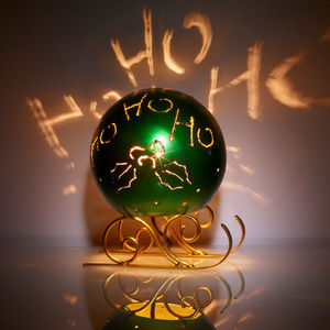 Metal Globe Electric Luminary w/ Sentiments HoHoHo